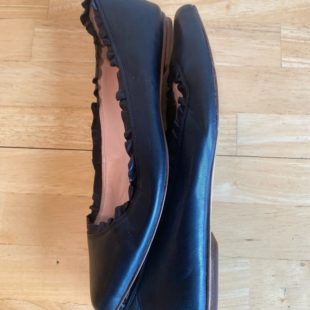 Kate Spade Nicole Black Ruffle Trim Ballet Flats 7.5